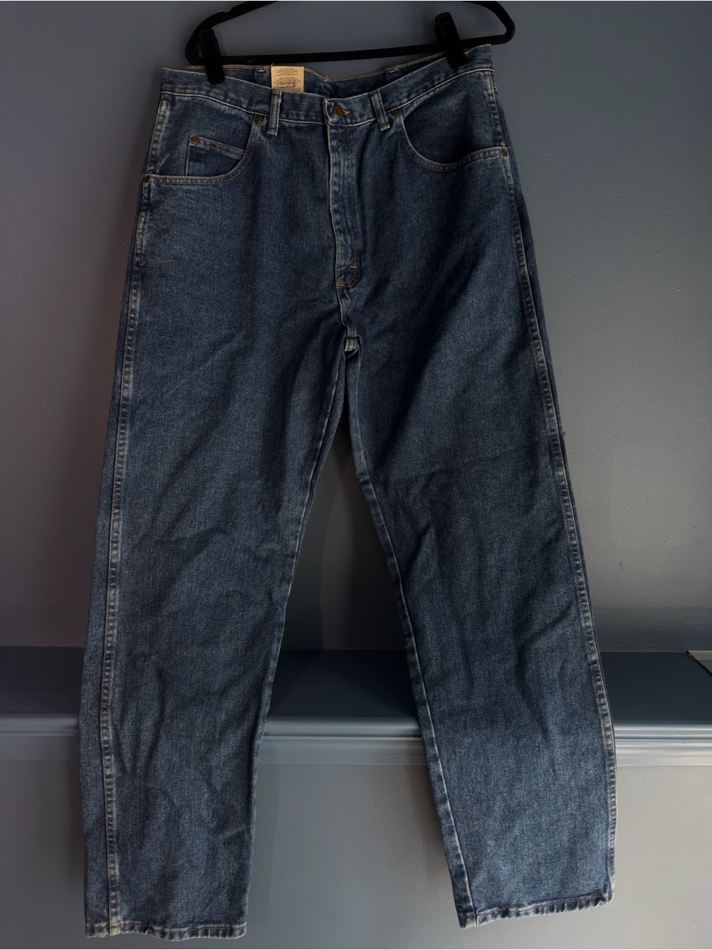 Wrangler Men's Straight-Leg Dark Blue Denim Jeans